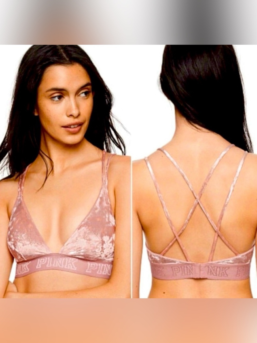 BNWT- PINK Victoria's Secret Velvet Crisscross Bralette